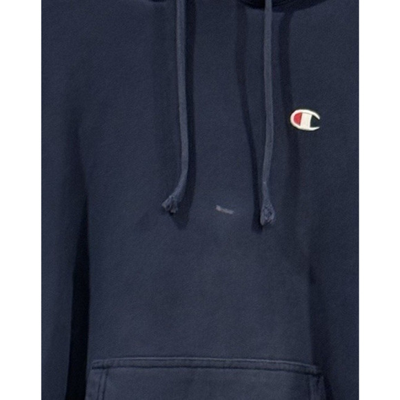 Vintage Champion Reverse Weave Hoodie 90s Mens Blue Blank Pullover Size XL - Picture 7 of 8